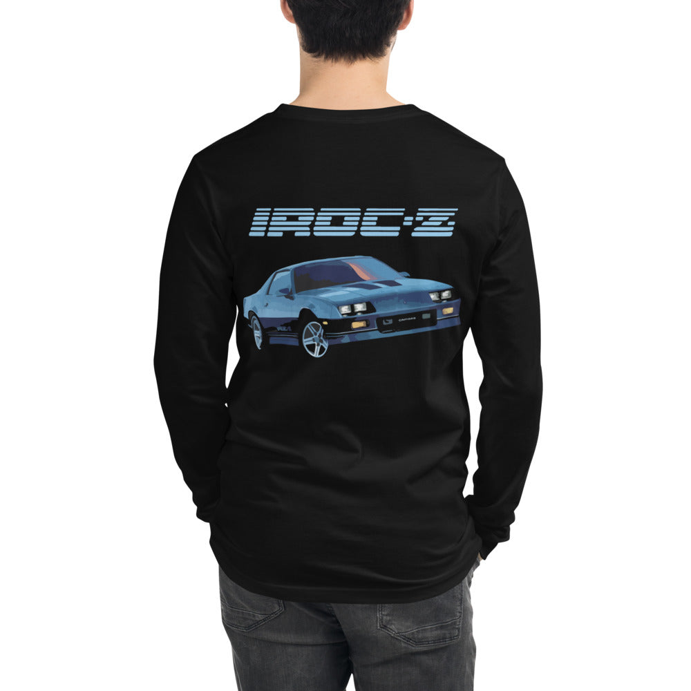 Blue IROC-Z Chevy Camaro 3rd Gen Sports Car Unisex Long Sleeve Tee