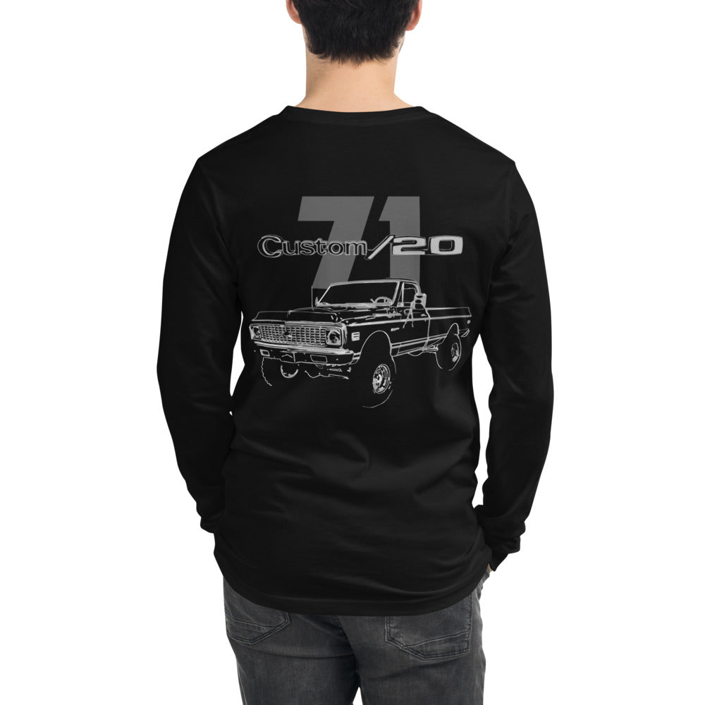 1971 Chevy K20 Custom 20 Pickup Truck Owner Gift Unisex Long Sleeve Tee