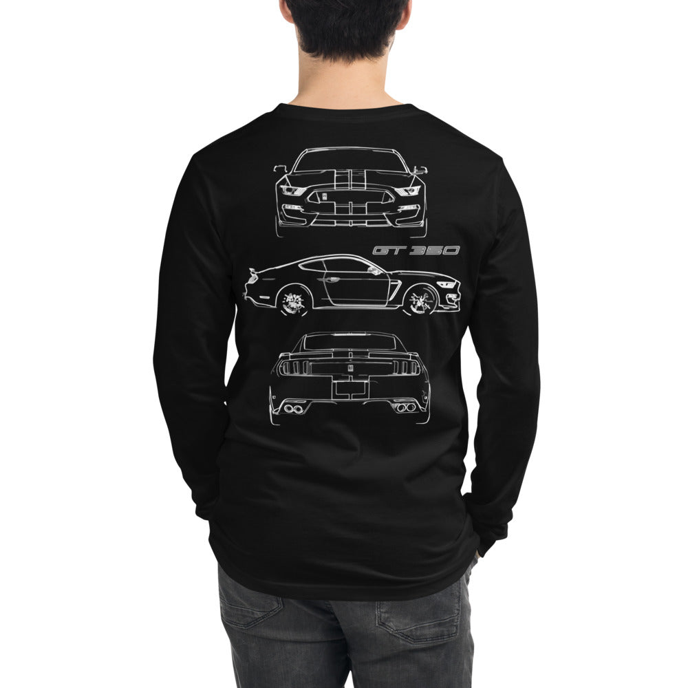 2017 Mustang Shelby GT350 Custom Outline Art Gift Street Racing Long Sleeve Tee
