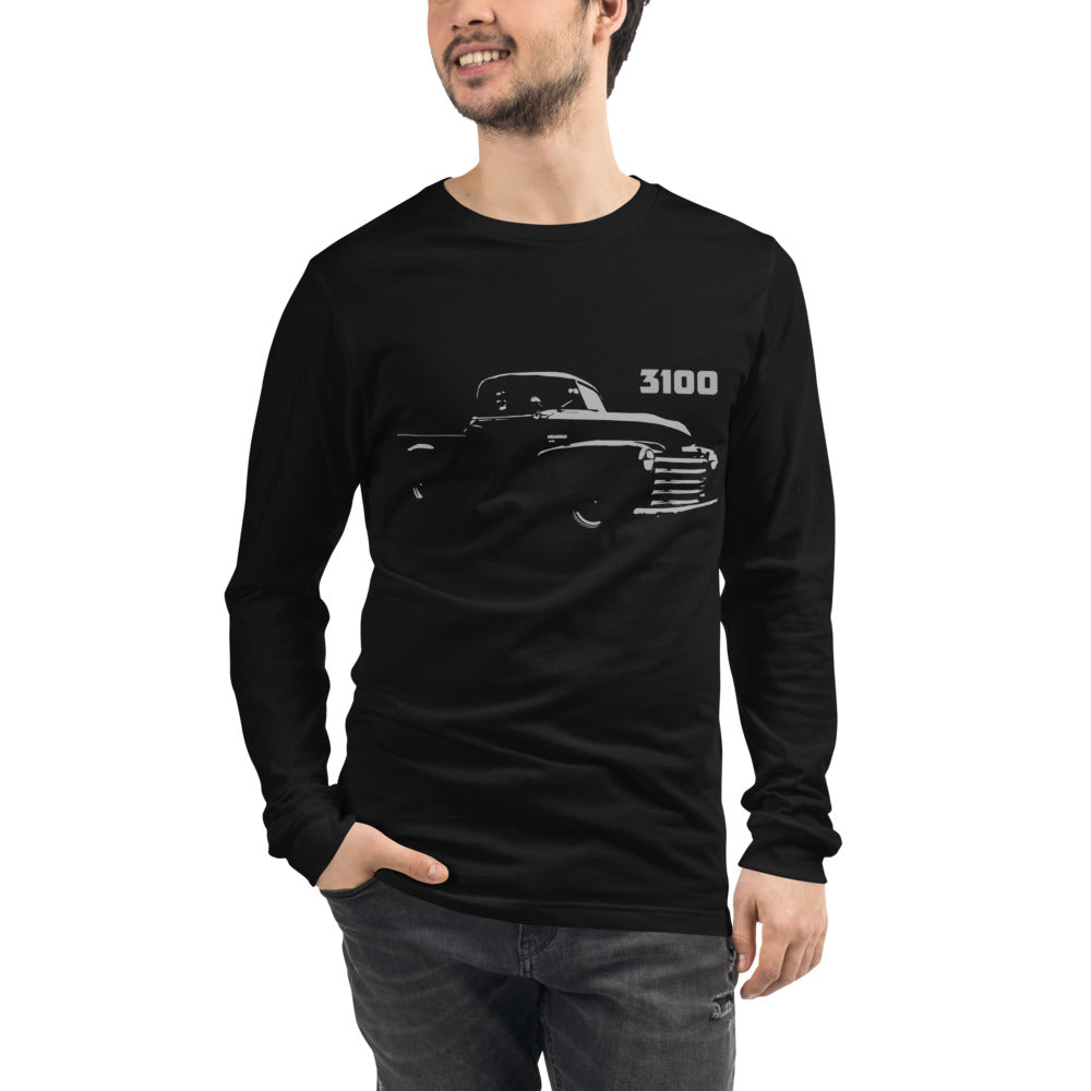 Black Antique Chevy 3100 Pickup Truck Owners Gift Long Sleeve Shirt