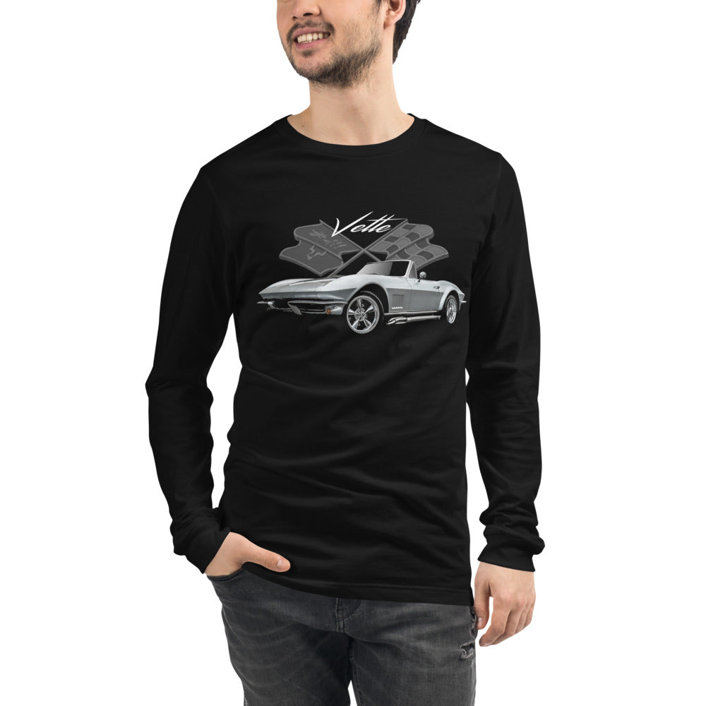 Silver C2 Corvette Convertible Classic Car Owner Gift Unisex Long Sleeve Tee