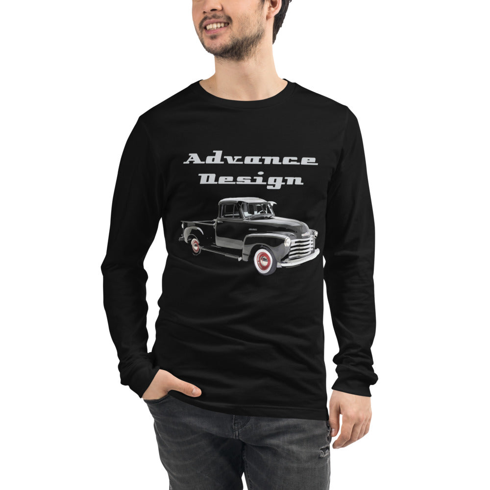 Advance Design 1953 Chevy 3100 Antique Black Pickup Truck Unisex Long Sleeve Tee