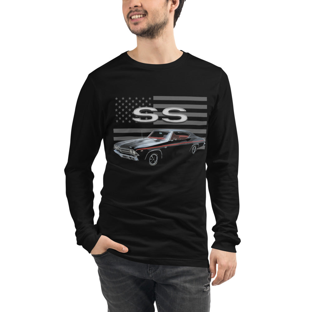 Black Chevy Chevelle SS Classic Muscle Car Owner Gift Unisex Long Sleeve Tee