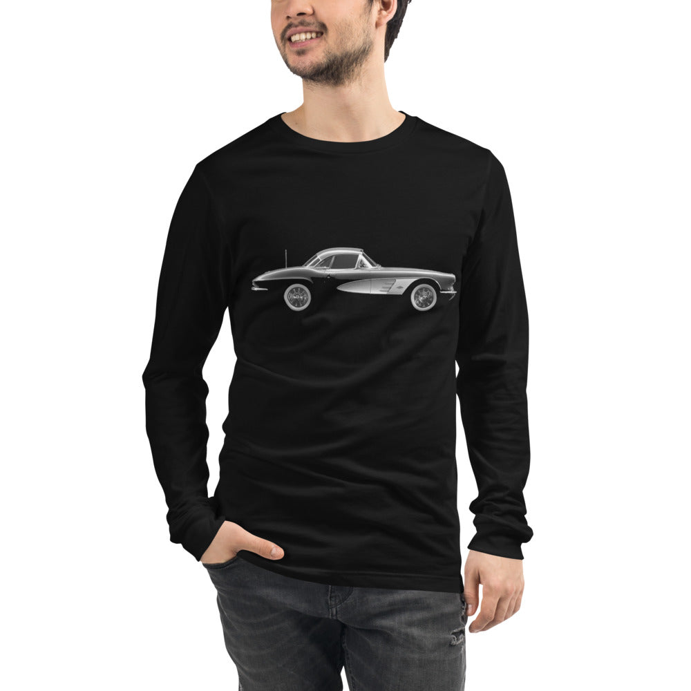 Black C1 Corvette 1950s Antique Collector Car Gift Unisex Long Sleeve Tee