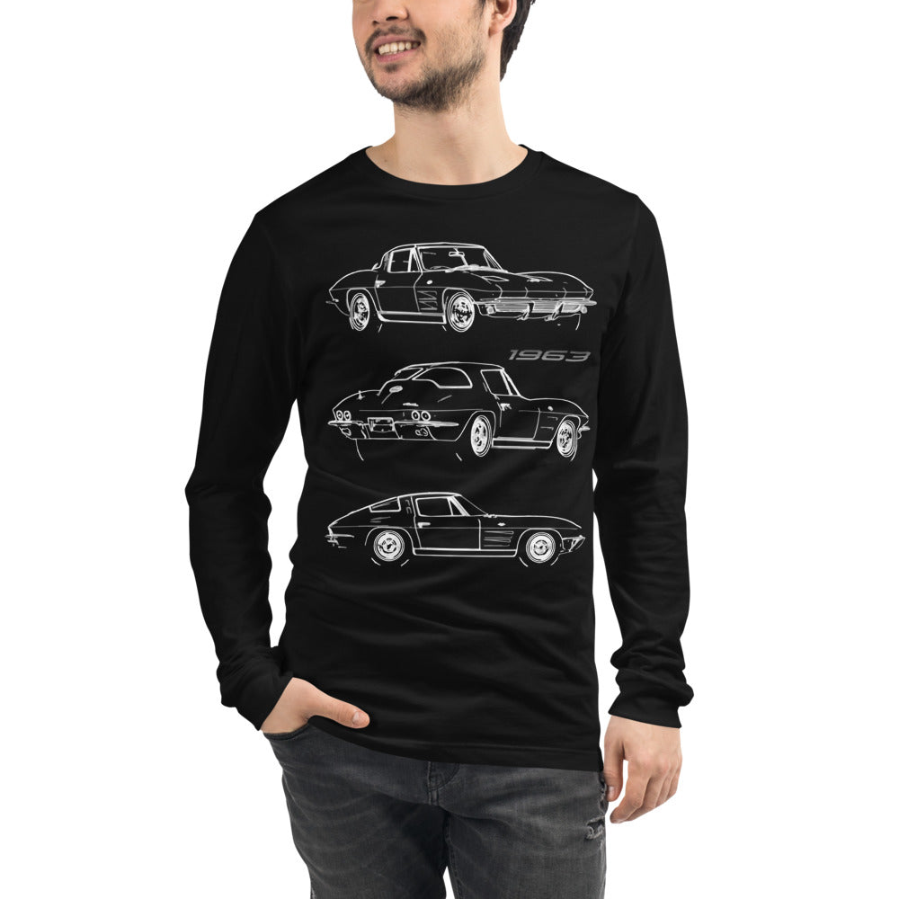 1963 Corvette Split Window Coupe Collector Car Gift Unisex Long Sleeve Tee