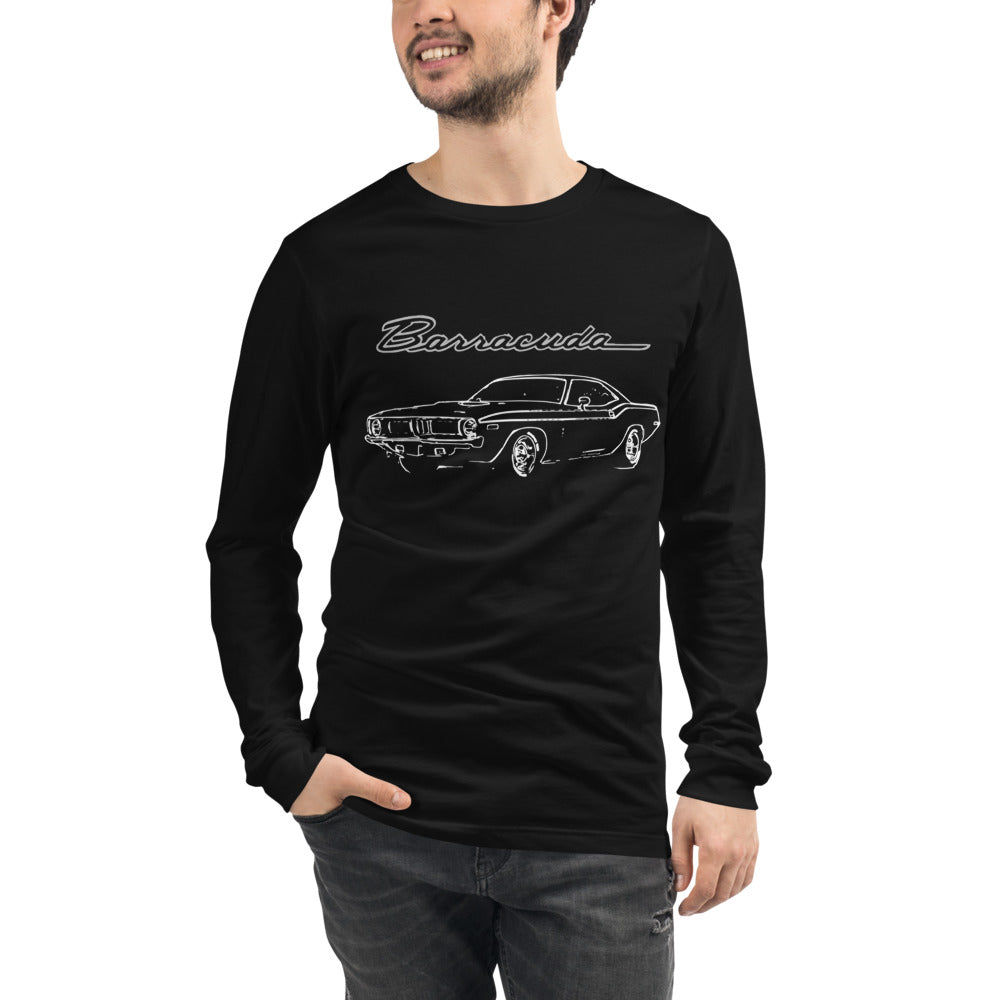 1972 Barracuda Muscle Car Art Cuda Classic Cars Black Long Sleeve Tee