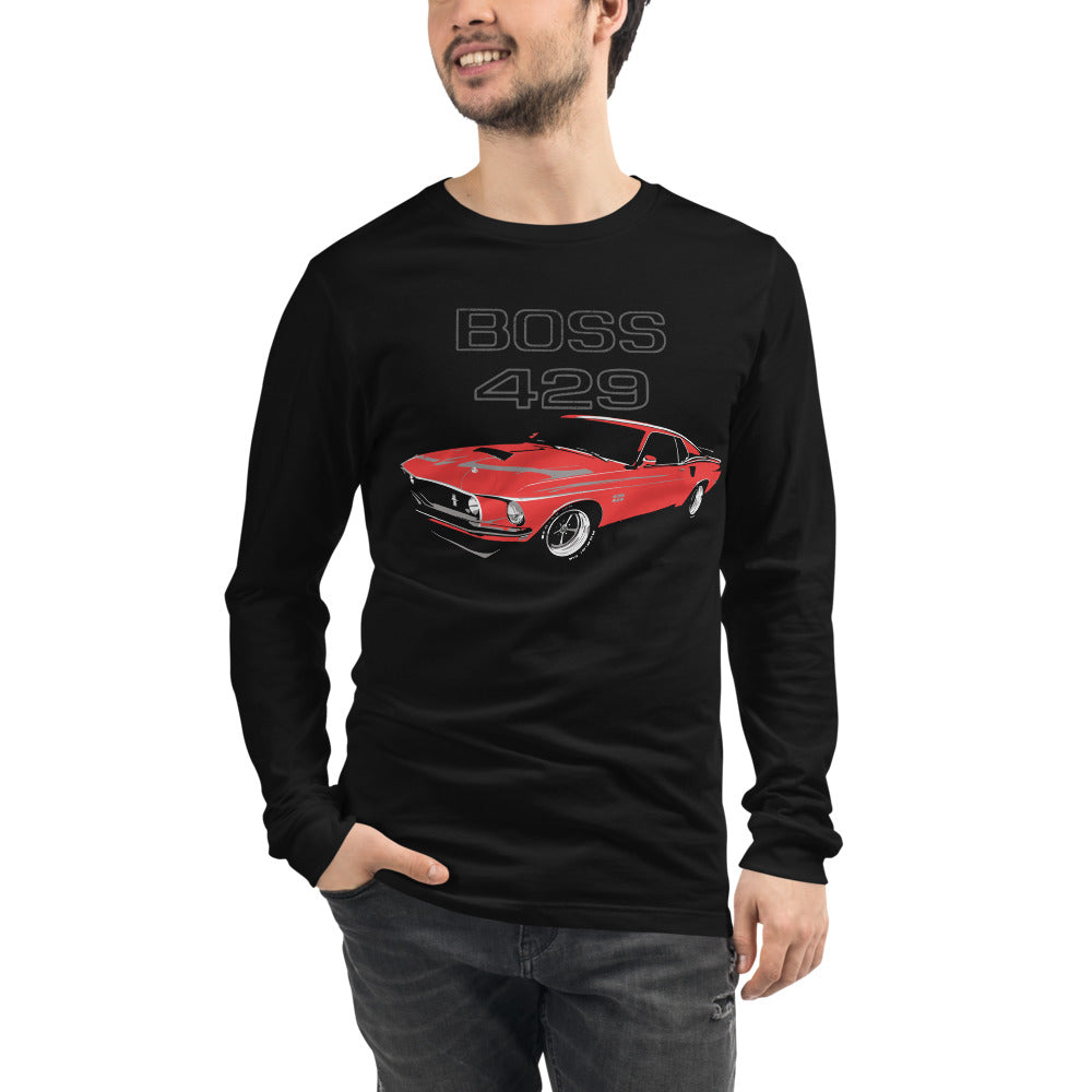 1969 Mustang Boss 429 Red Rare Muscle Car Collector Gift Unisex Long Sleeve Tee