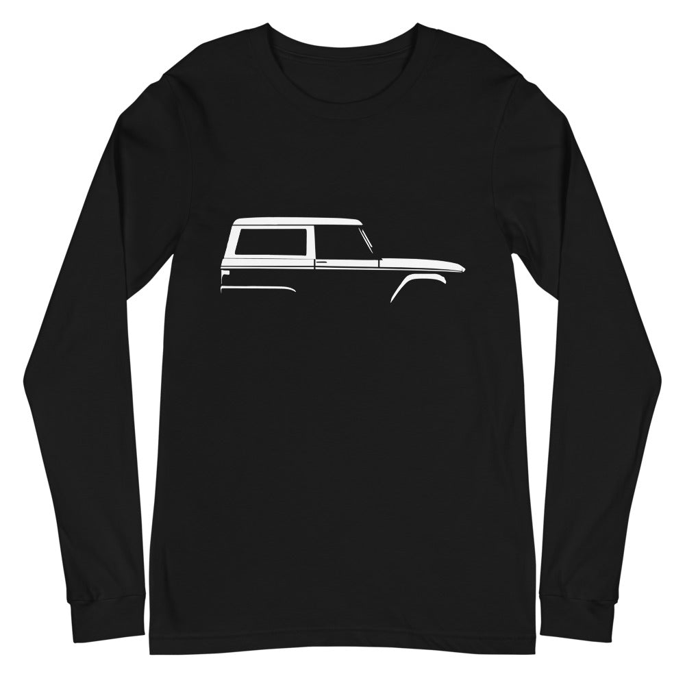 1966 Bronco Silhouette Vintage Truck SUV Off-road 4x4 Adventure Outdoor Trail riding Unisex Long Sleeve Tee