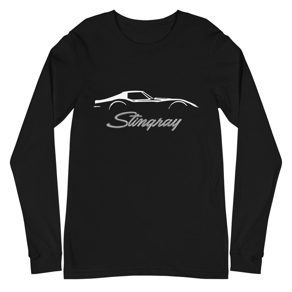 C3 Corvette Stingray Silhouette 3rd Gen Vette Driver Custom Gift Unisex Long Sleeve Tee