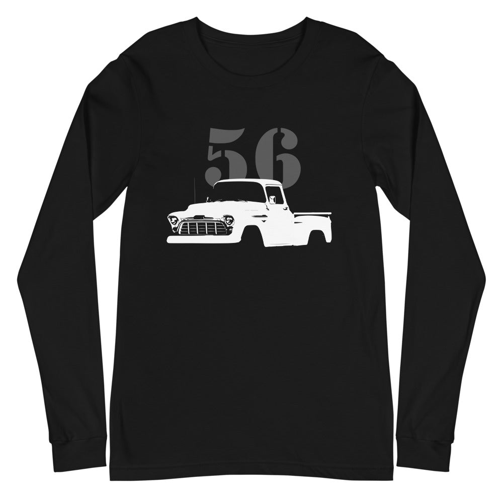 1956 Chevy 3100 Antique Pickup Truck Classic American Automotive Nostalgia Unisex Long Sleeve Tee