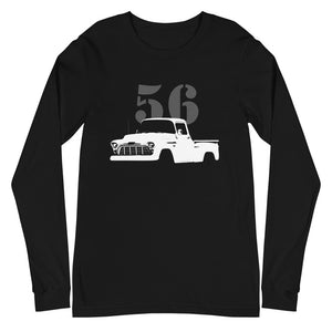 1956 Chevy 3100 Antique Pickup Truck Classic American Automotive Nostalgia Unisex Long Sleeve Tee