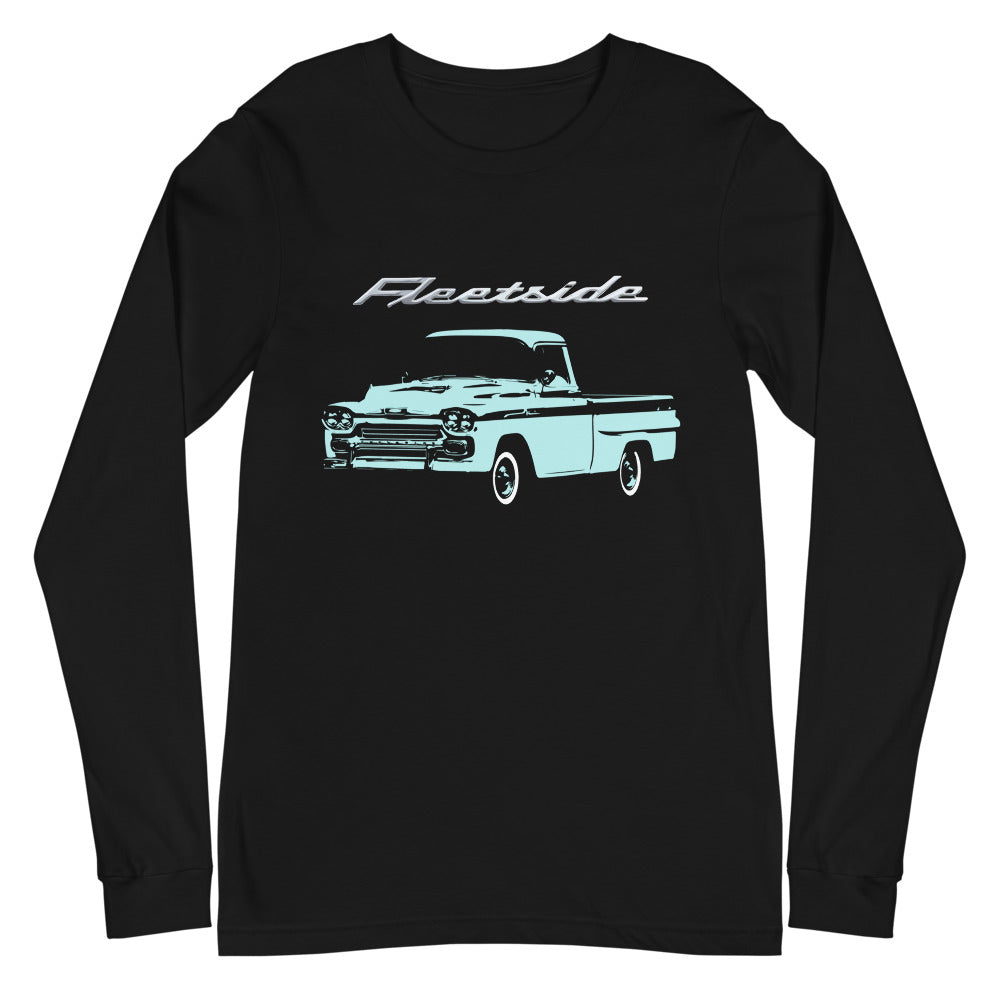 1958 Chevy Apache Fleetside Antique Pickup Truck Custom Unisex Long Sleeve Tee