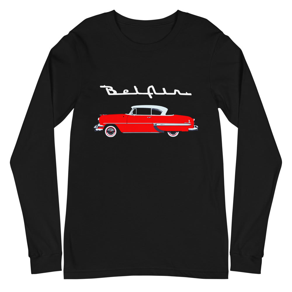 1954 Chevy Bel Air Red Antique Classic Car Collector Cars Long Sleeve Tee