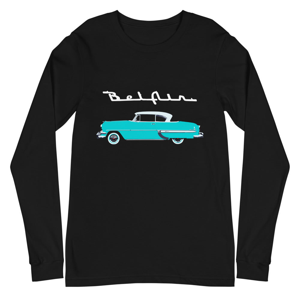 1954 Chevy Bel Air Turquoise Antique Classic Car Collector Cars Unisex Long Sleeve Tee