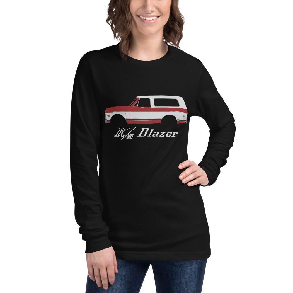 1971 Chevy K5 Blazer CST Red and White Vintage Truck Owner Gift Long Sleeve Tee