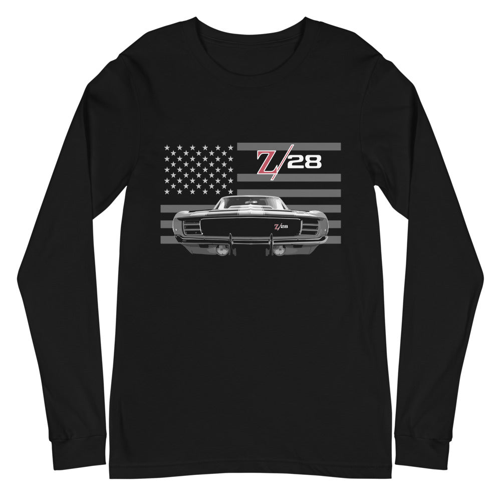 Vintage Chevy Camaro Z/28 1st Gen Z28 Muscle Car Club Long Sleeve Tee