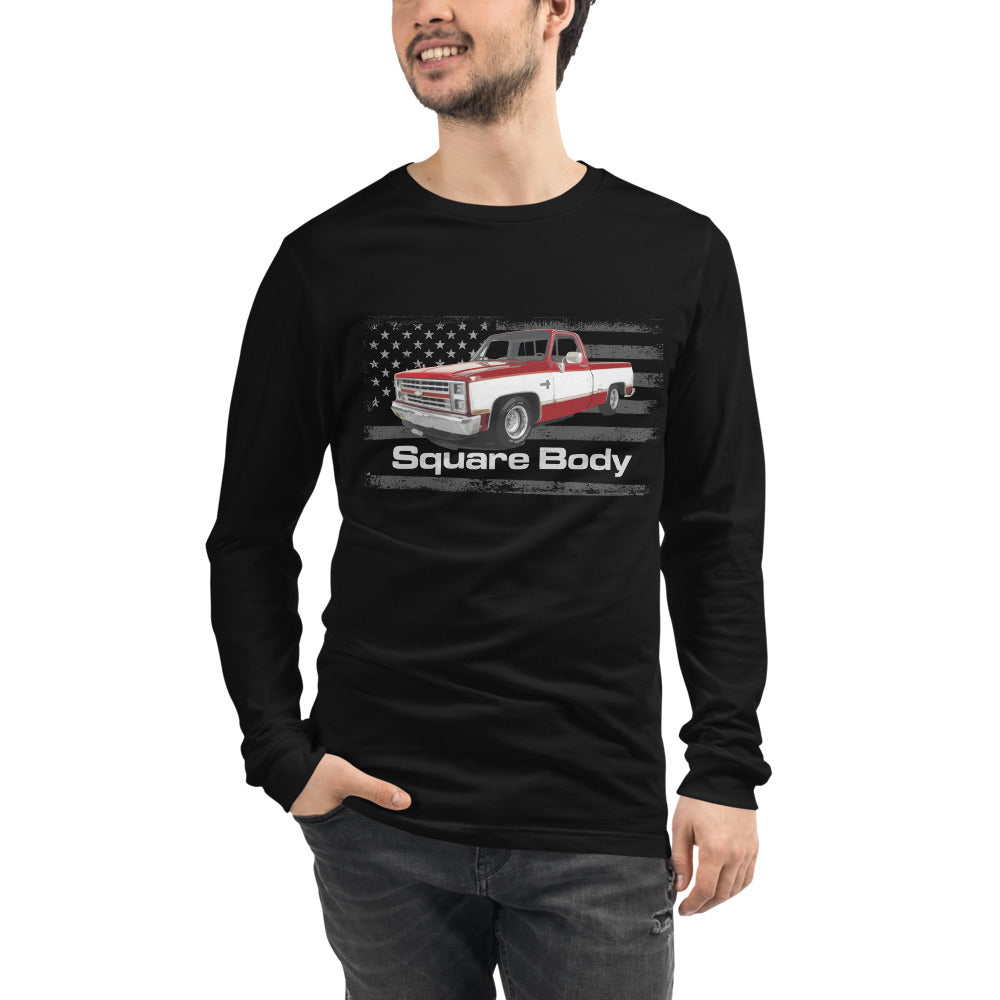 1987 Chevy Silverado Square Body Vintage C10 K10 1500 Pickup Truck Long Sleeve Tee