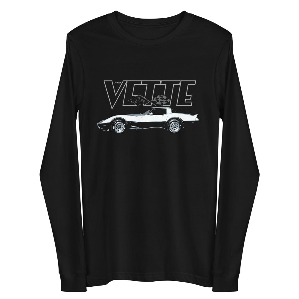 1978 Corvette C3 25th Silver Anniversary Vette Classic Car Owner Gift Long Sleeve Tee