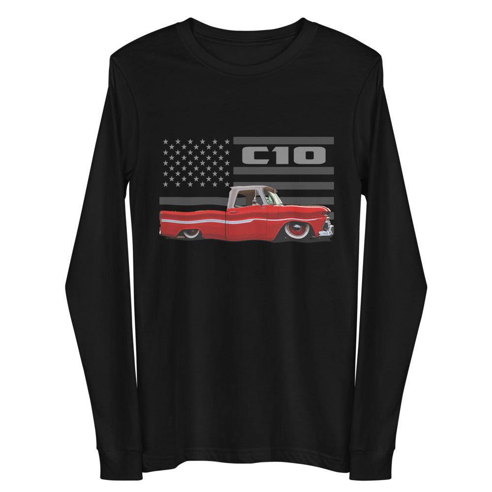 1964 Chevy C10 Red Antique Pickup Truck Collector Gift Long Sleeve Tee