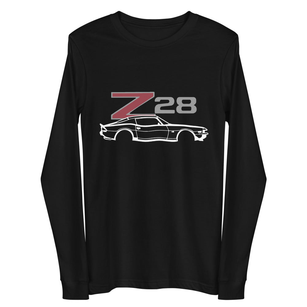 Second Generation Chevy Camaro Z28 Muscle Car Club Custom Long Sleeve Tee