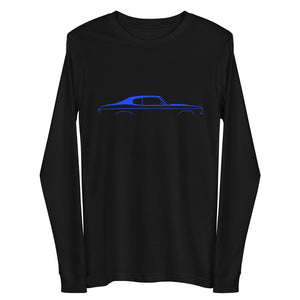 1970 Chevelle Silhouette Collector Car Owner Gift Chevy Muscle Cars Blue Lines Custom Long Sleeve Tee