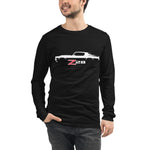 1970 1971 Chevy Camaro Z28 Emblem Silhouette Muscle Car Long Sleeve Tee