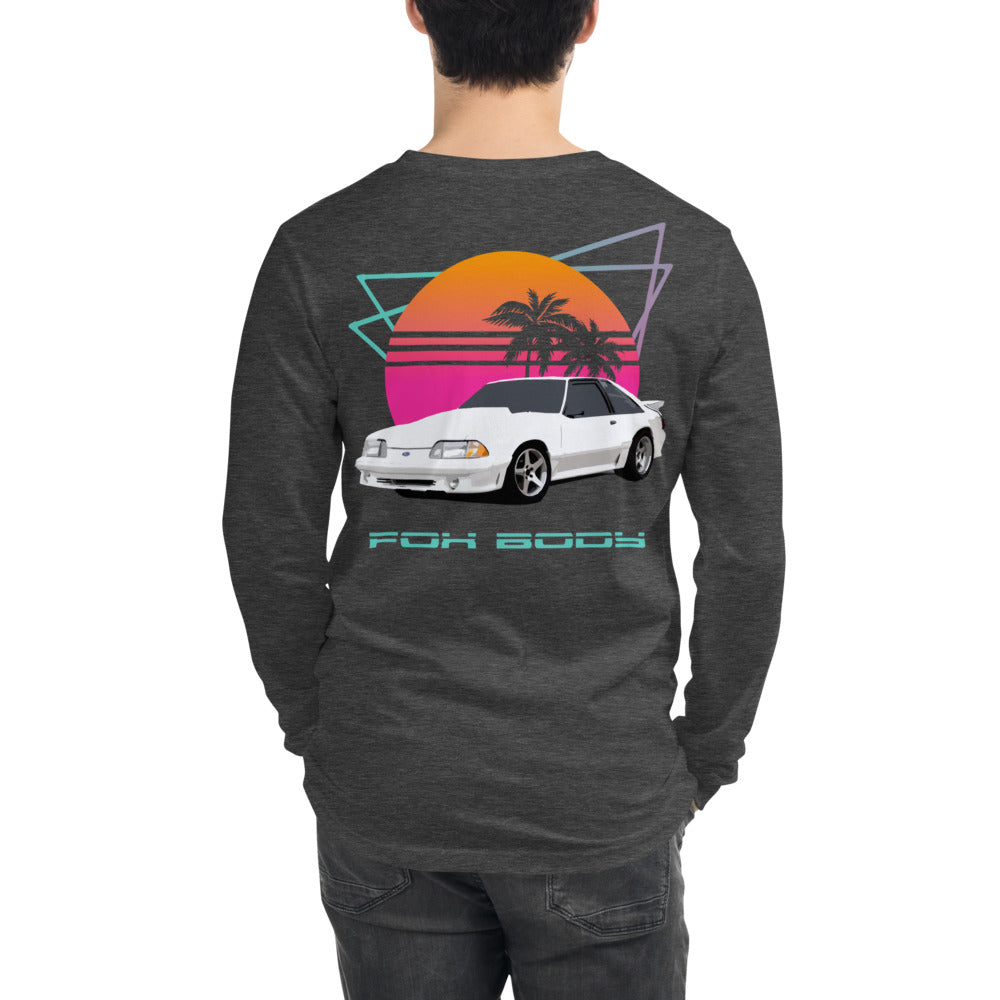 Retrowave Aesthetic Foxbody Mustang 80's Car Unisex Long Sleeve Tee