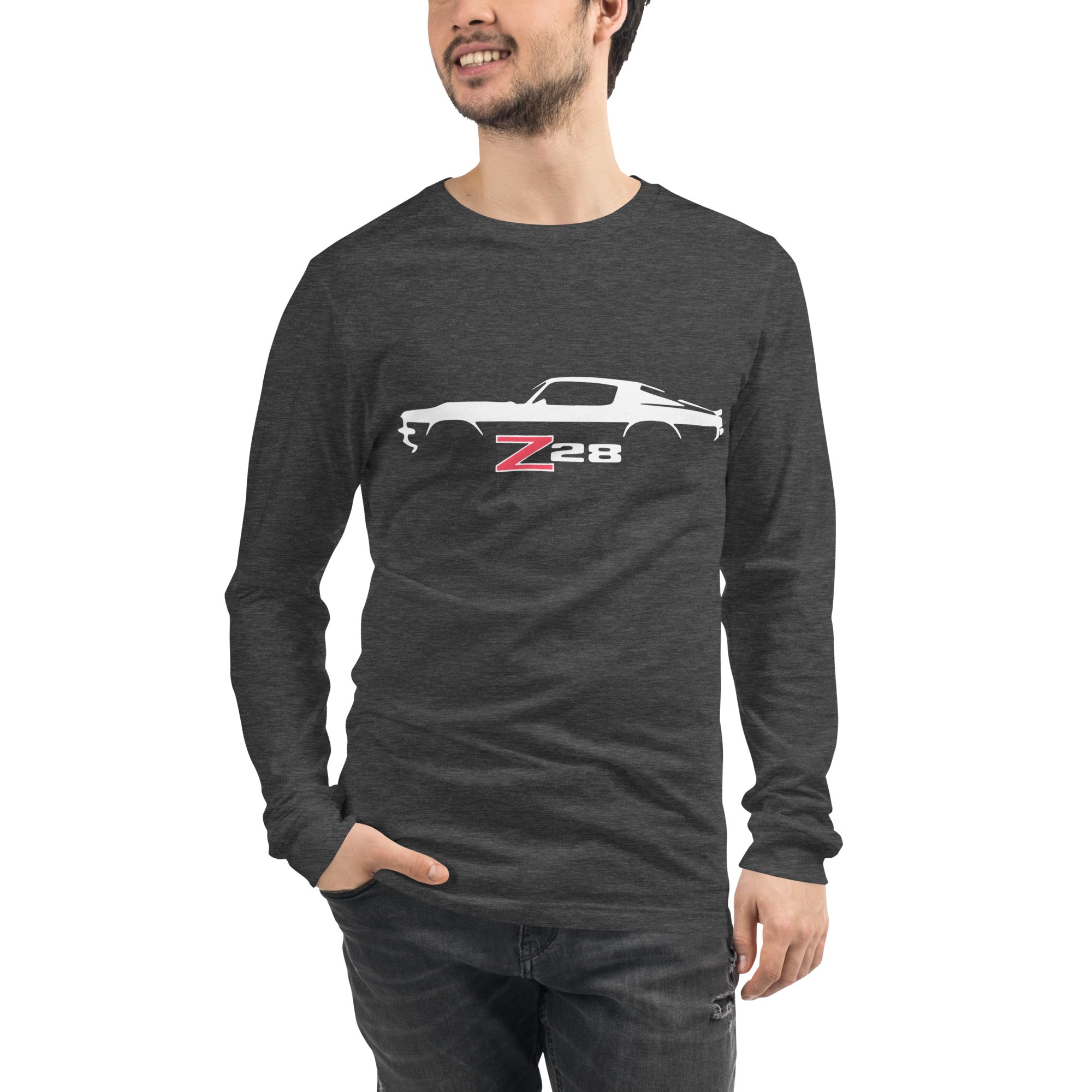 1970 1971 Chevy Camaro Z28 Emblem Silhouette Muscle Car Long Sleeve Tee