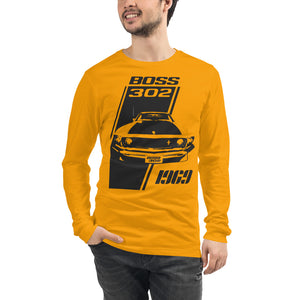 1969 Mustang Boss 302 Classic Collector Car Muscle Cars Hot Rod Unisex Long Sleeve Tee