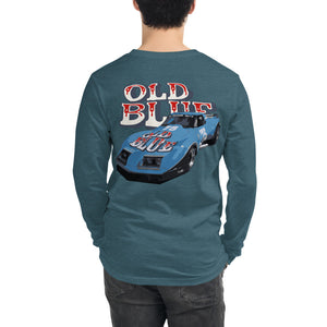 Old Blue Greenwood Chevy Corvette Race Car Unisex Long Sleeve Tee