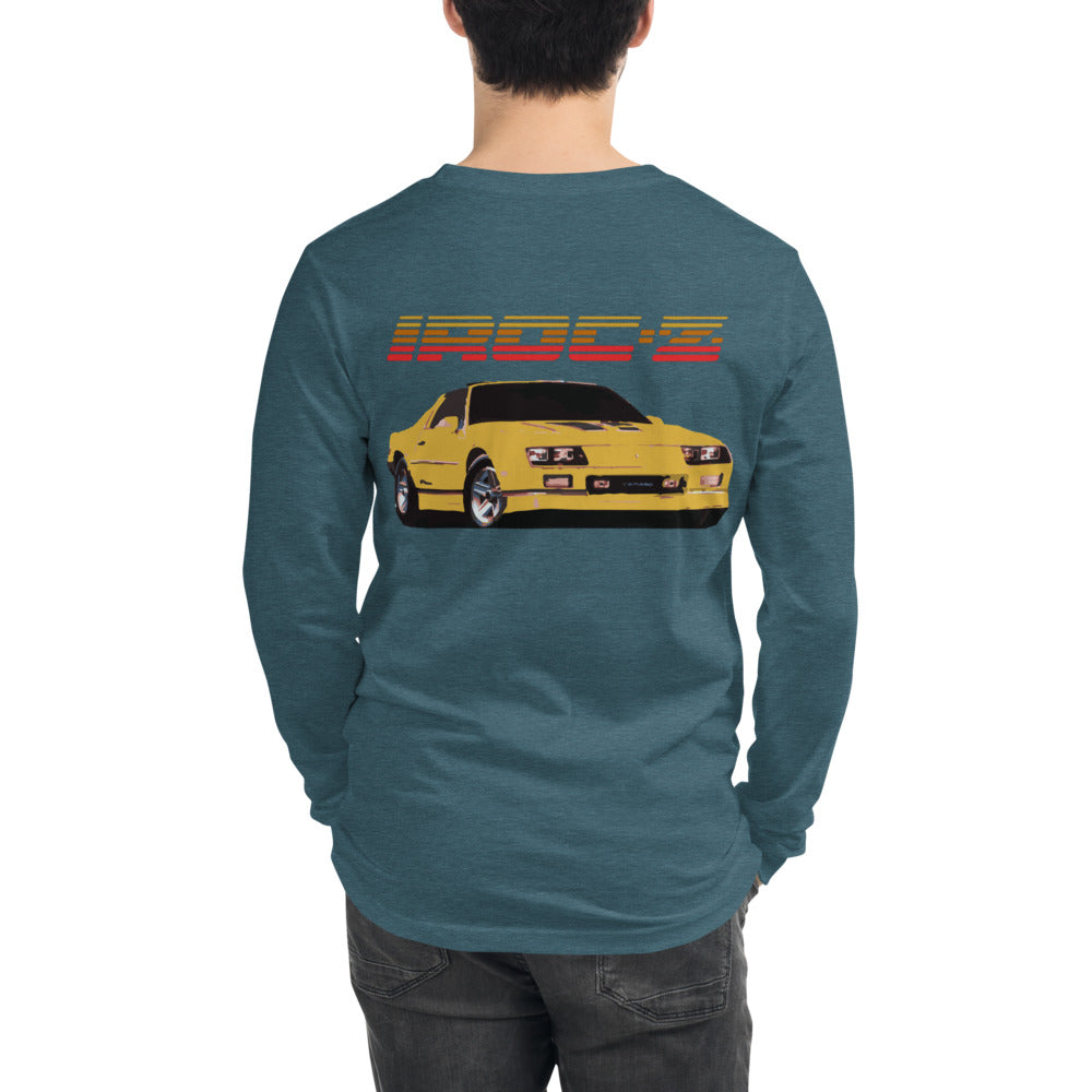 Yellow Chevy Camaro IROC-Z 3rd Gen Car Unisex Long Sleeve Tee