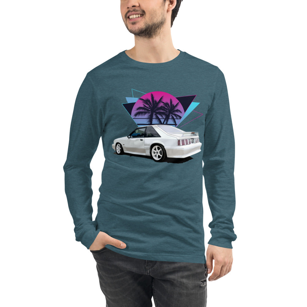 80s 90s Vaporwave Mustang Foxbody 5.0 GT Unisex Long Sleeve Tee