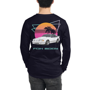 Retrowave Aesthetic Foxbody Mustang 80's Car Unisex Long Sleeve Tee