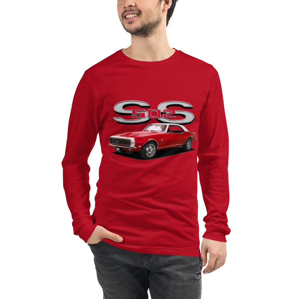 1968 Red Camaro SS 502 Muscle Car Owner Gift Unisex Long Sleeve Tee