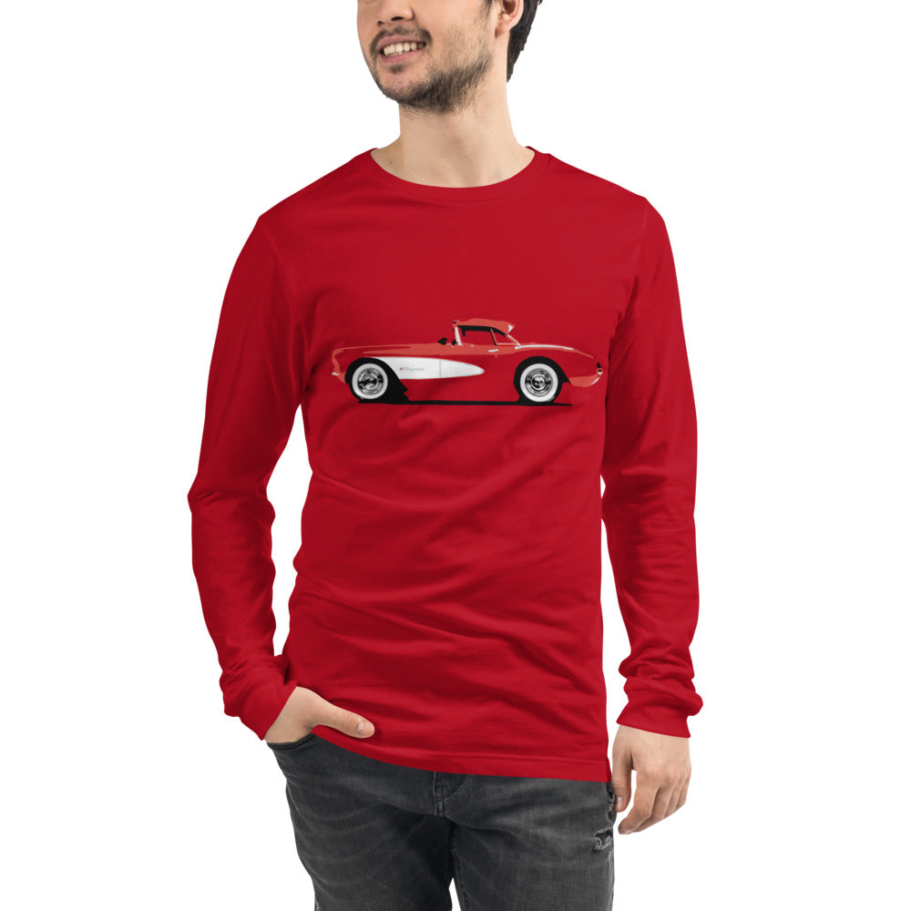 Red 1957 Corvette C1 Antique Collector Car Unisex Long Sleeve Tee