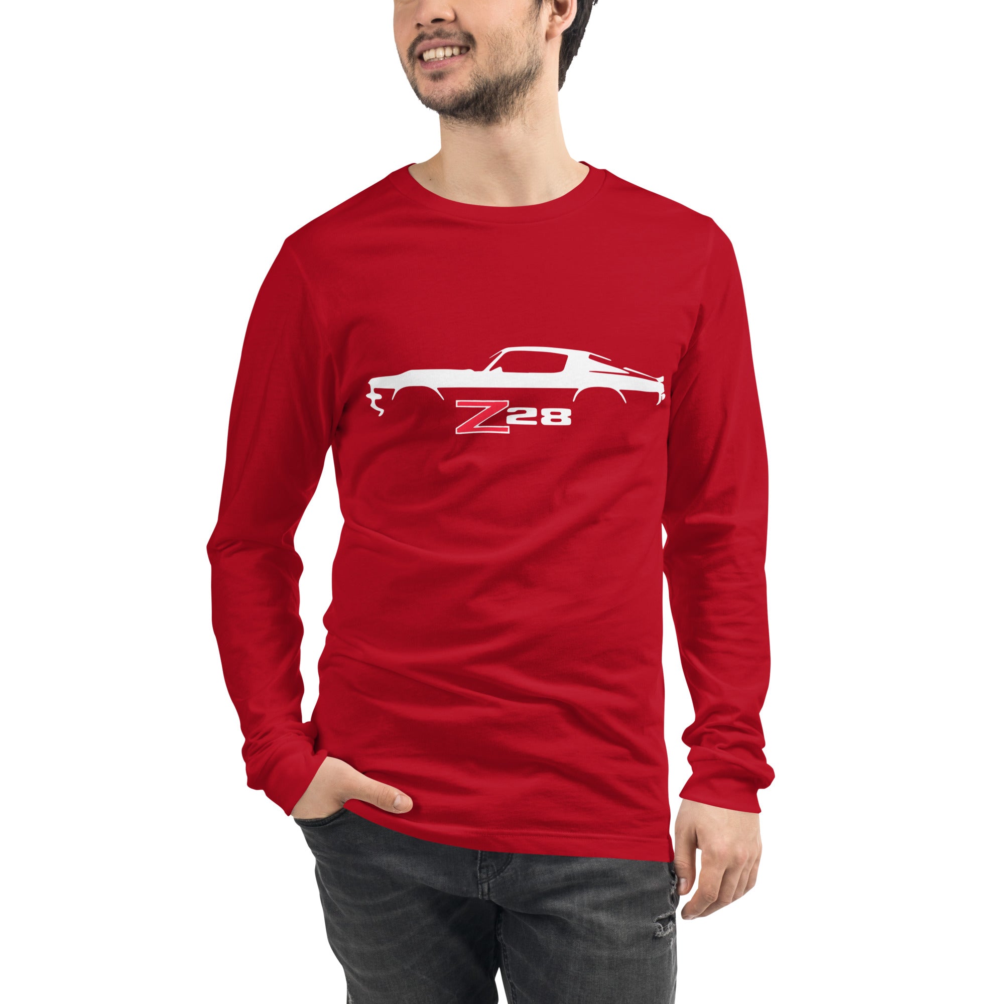 1970 1971 Chevy Camaro Z28 Emblem Silhouette Muscle Car Long Sleeve Tee