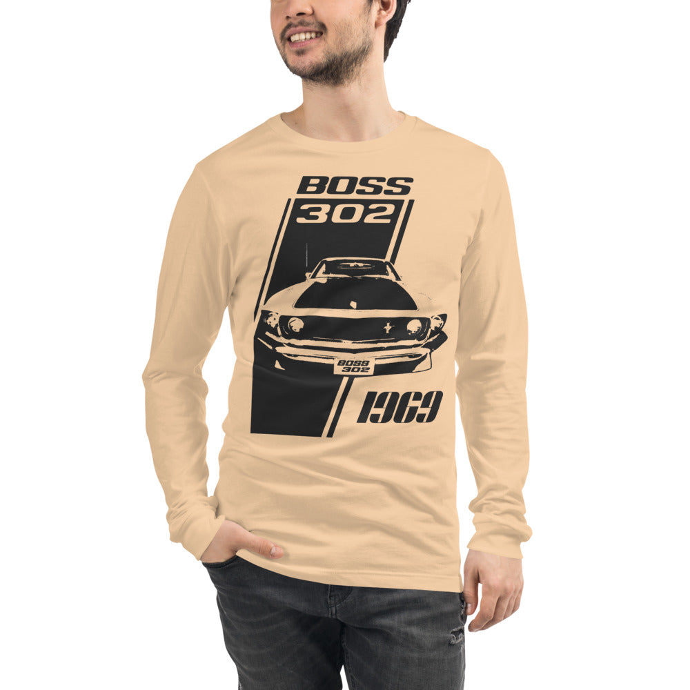 1969 Mustang Boss 302 Classic Collector Car Muscle Cars Hot Rod Unisex Long Sleeve Tee