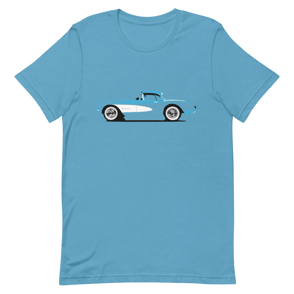 Ocean Blue 1957 Corvette C1 Antique Collector Car Gift Short-sleeve t-shirt