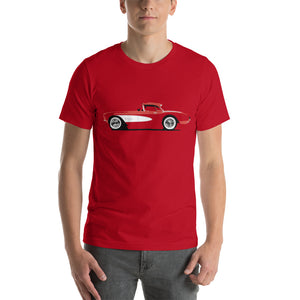 Red 1957 Corvette C1 Antique Collector Car Gift Short-sleeve unisex t-shirt