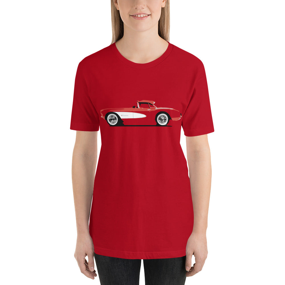 Red 1957 Corvette C1 Antique Collector Car Gift Short-sleeve unisex t-shirt