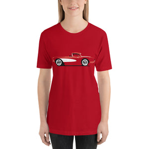 Red 1957 Corvette C1 Antique Collector Car Gift Short-sleeve unisex t-shirt