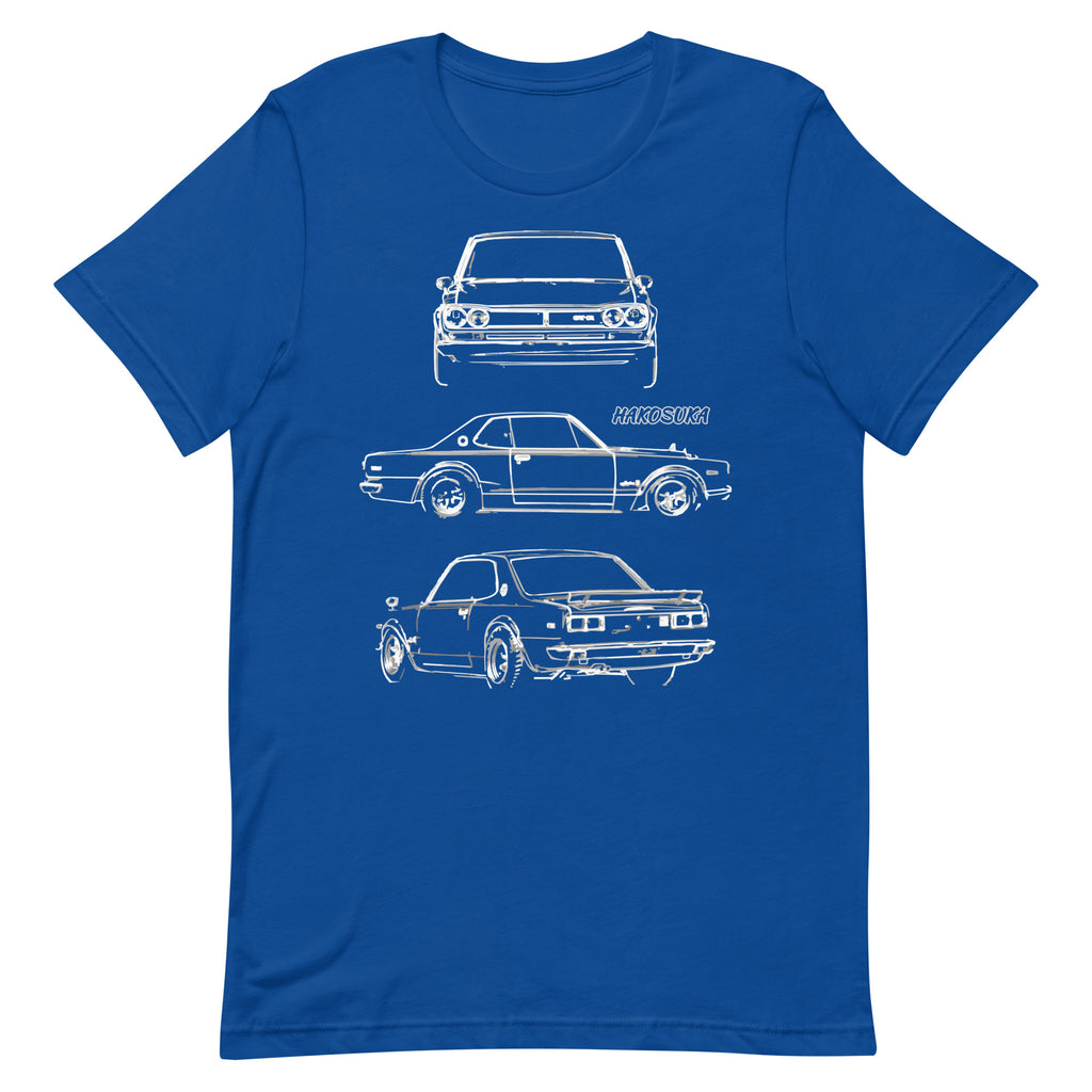 1971 Datsun Skyline GTX Hakosuka GT-R JDM Collector Car Blueprint Unisex t-shirt