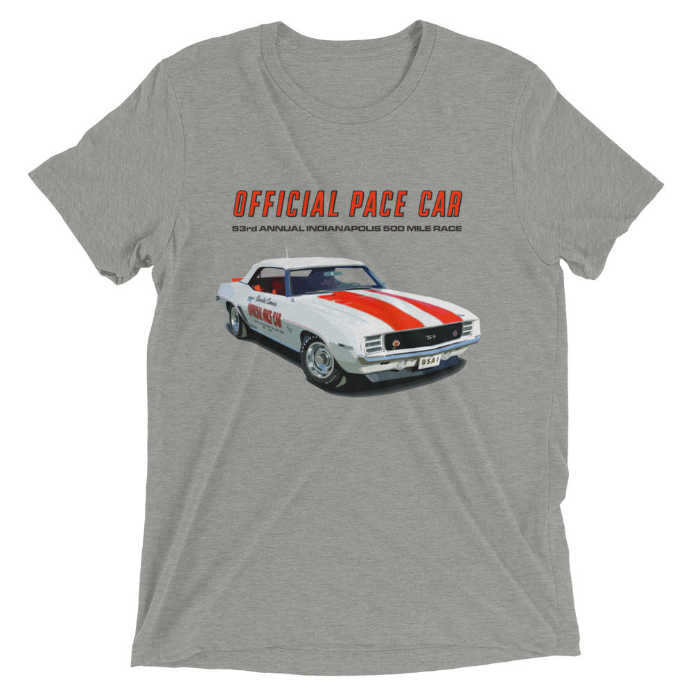 1969 Camaro SS Official Pace Car 53rd Indianapolis 500 Mile Race tri-blend shirt