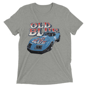 Old Blue Greenwood Chevy Corvette Widebody Race Car tri-blend t-shirt