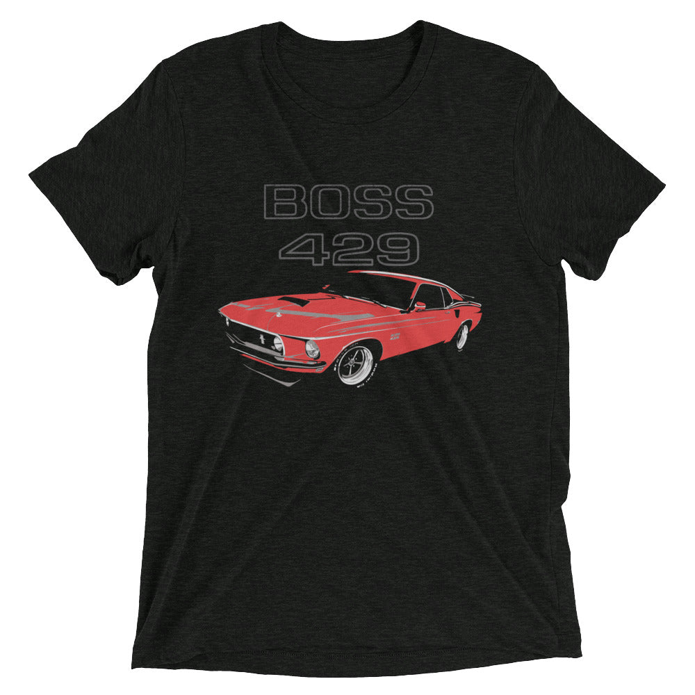 1969 Mustang Boss 429 Red Rare Muscle Car Collector Gift Vintage feel tri-blend Short sleeve t-shirt