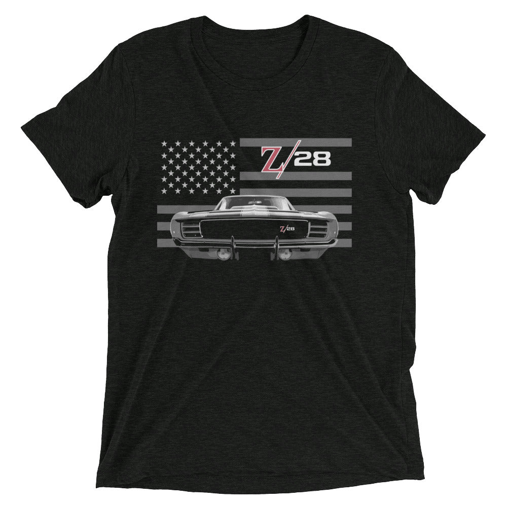 Vintage Chevy Camaro Z/28 1st Gen Z28 Muscle Car Club retro style tri-blend t-shirt