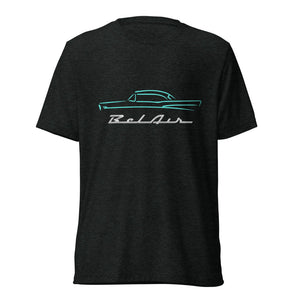1957 Chevy Bel Air Turquoise Outline American Classic Collector Car Gift 57 Belair vintage style tri-blend t-shirt