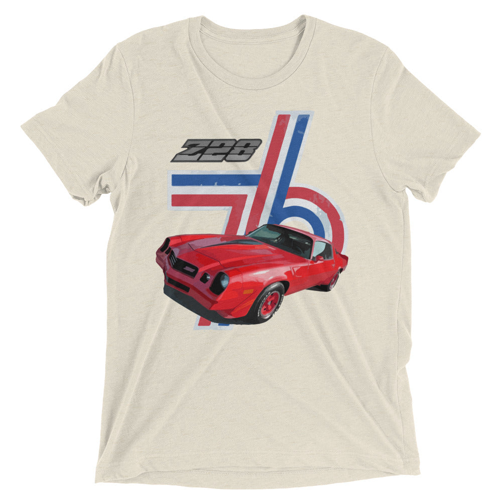 Retro 1976 Chevy Camaro Z28 Vintage Feel Tri-blend Short sleeve t-shirt