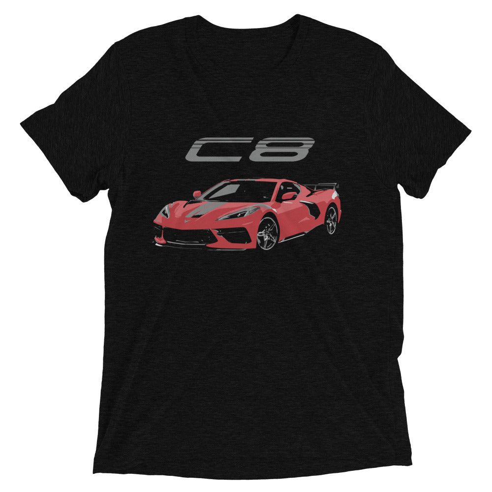 2022 Red Corvette C8 Owner Gift Vintage Feel tri-blend Short sleeve t-shirt
