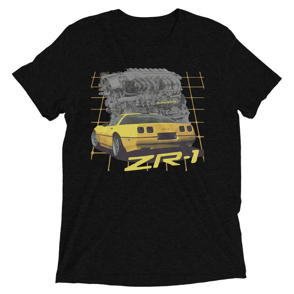 Yellow Corvette C4 ZR1 Vintage Feel tri-blend Short sleeve t-shirt